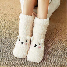 Unisex Fleece Non-slip Floor Slippers Socks Indoor Warm Low Cut Home Sleep Socks