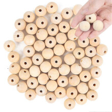 50pcs Wood Craft Beads, 1 Inch Natural Wood Beads Crafts for Home And Easter Holiday Decor Diy Jewelry Making