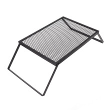 Folding Campfire Grill 40x30cm with Fork, Heavy Duty Iron Portable Camping Grill for Outdoor Cooking