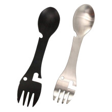 2Pcs Camping Spork with Bottle Opener, Durable Metal 2 in 1 Utensil for Hiking and Picnic