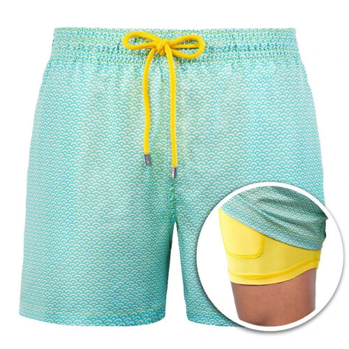 (3XL, 5) Double Layer Beach Pants The Hydrofoils Supply Elastic Drawstring Waist High Stretchy