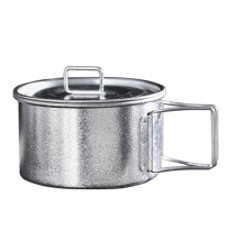 Titanium Camping Bowl with Lid 450ml 600ml, Lightweight Foldable Handle Hiking and Outdoor Cooking Bowl
