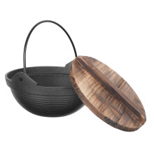 Small Japanese Hot Pot with Lid, Induction Compatible Non Stick Soup Cooker for Noodles and Camping
