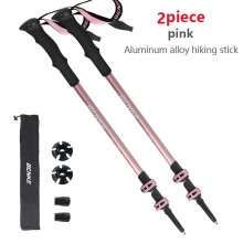 (Pink) Bastones de Trekking de aleación de aluminio, cerradura externa de Metal, almacenamiento ligero, bastones de escalada