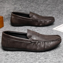 (Coffee Brown, 10) Mocassins à enfiler confortables de Style britannique pour hommes, chaussures plates décontractées à semelle souple,