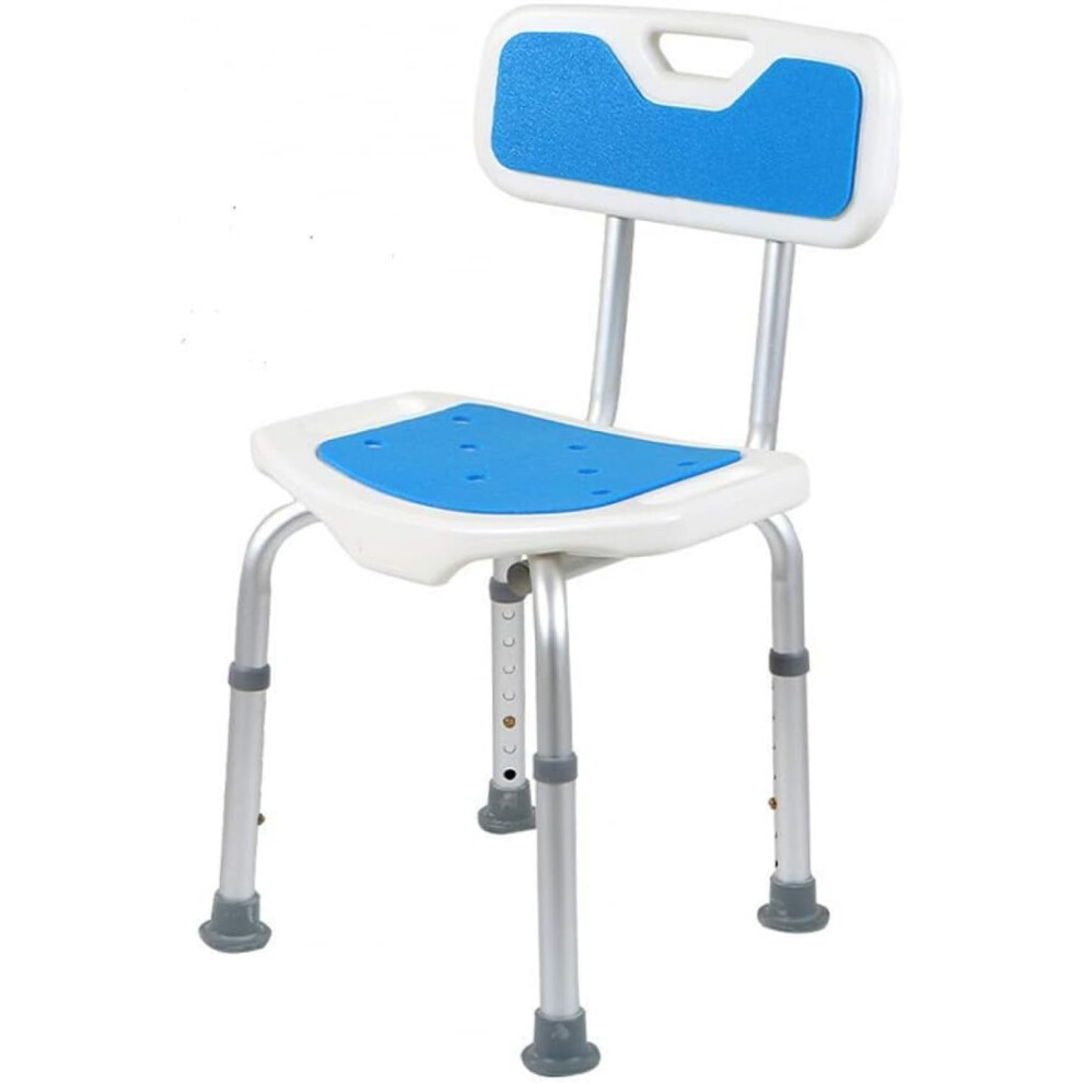Adjustable Aluminum Alloy Shower Chair for Elderly, Foldable Bath Seat with Drain Holes and AntiSlip Feet