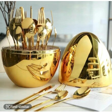 24 Pieces of Gold Spoon Cutlery Set