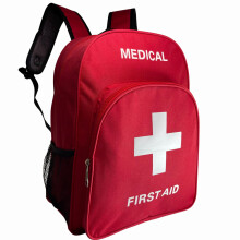 Red Waterproof First Aid Backpack Empty Medical Bag with QuickAccess Organization for School Nurse EMT