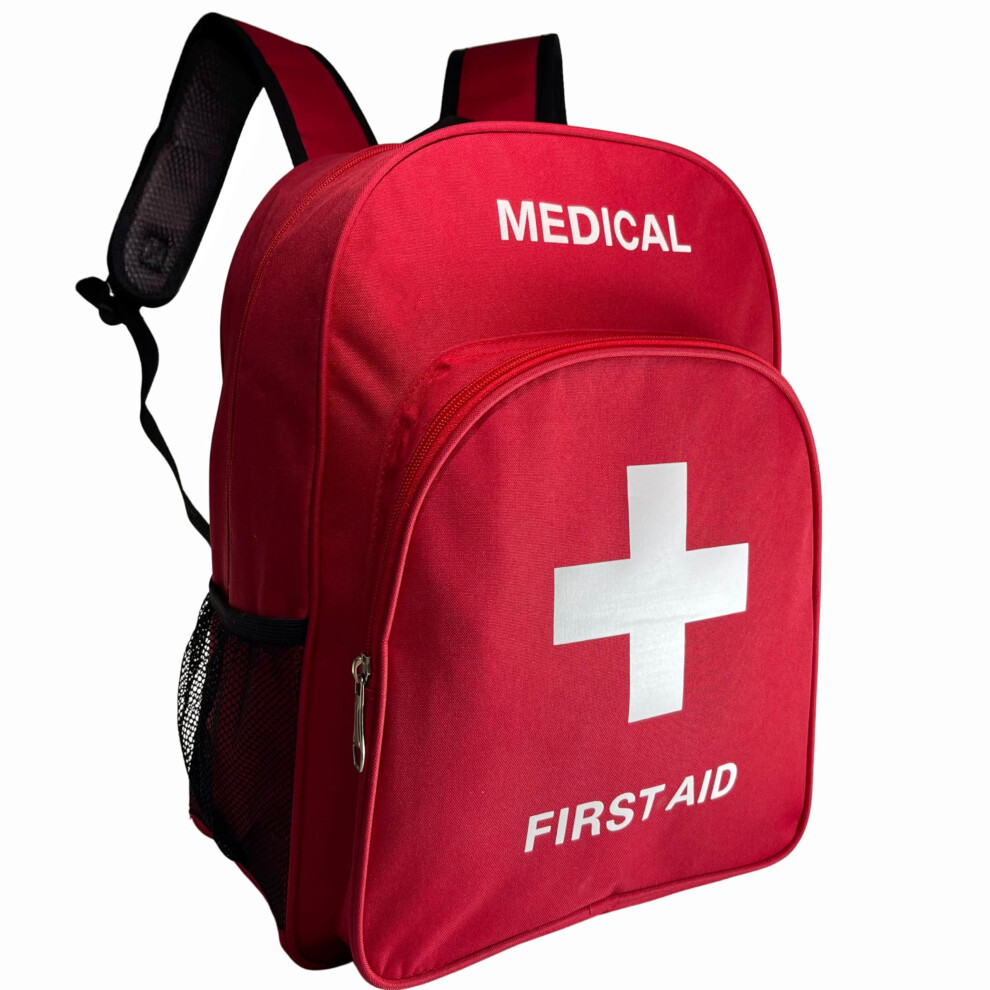 Red Waterproof First Aid Backpack Empty Medical Bag With Quickaccess Organization For School Nurse Emt