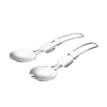 Stainless Steel Foldable Utensil Set with Spoon Fork 6pcs for Camping Travel and Office Use