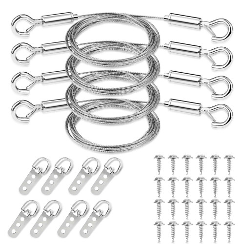 Picture Hanging Kit for Frames and Mirrors with Adjustable Heavy Duty Wire, 50 lb Capacity, 4 pcs Set