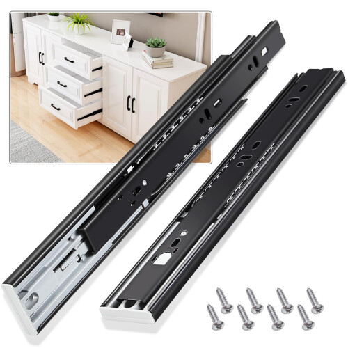 14 Inch Push to Open Soft Close Drawer Slides Full Extension Side Mount 100 LB for Cabinets