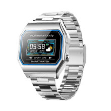 (Silver Steel) KW18 Smart Watch Sports IP67 Waterproof BT Sleep Heart Rate Blood Pressure Monitor Wristwatch