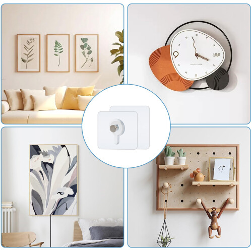 40Pcs Adhesive Picture Hooks No Drill Wall Mount Transparent Heavy Duty Removable Hooks for Pictures and Frames 2