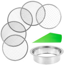 Soil Sieve Set for Gardening, Durable Metal Garden Sifter with 5 Mesh Sizes, Silver E Style