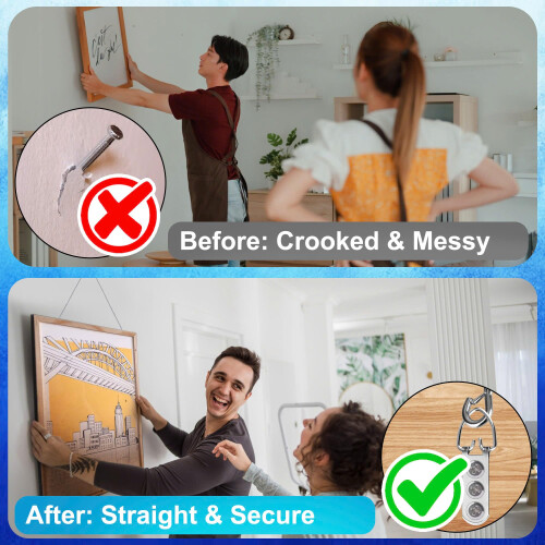 Picture Hanging Kit for Frames and Mirrors with Adjustable Heavy Duty Wire, 50 lb Capacity, 4 pcs Set 2