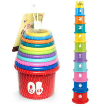 Set di 11 bicchieri impilabili e pieghevoli, giocattoli educativi per la prima infanzia, ideali per il bagnetto dei bambini.