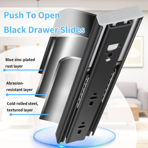 14 Inch Push to Open Soft Close Drawer Slides Full Extension Side Mount 100 LB for Cabinets 2