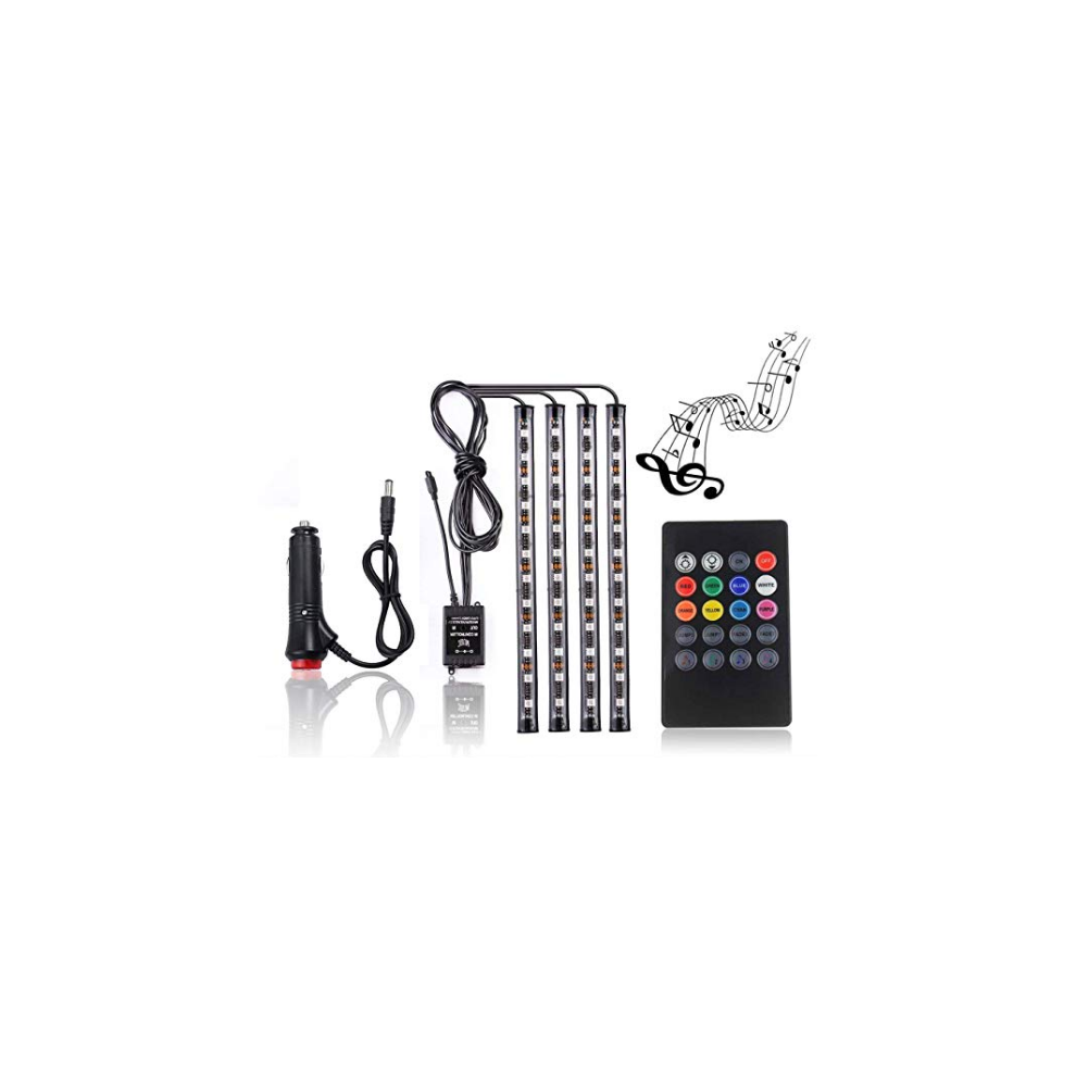 Car Led Strip Kit, 4Pcs Multicolor 5V Interior Decor With Wireless Remote Control, Sound Reactive Under Dash Ing Compatible With Light 4261617878512