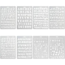 Juego de 8 plantillas de números y letras, alfabeto, reutilizables, suaves, mayúsculas y minúsculas, caracteres de 1 a 3 cm para scrapbookin