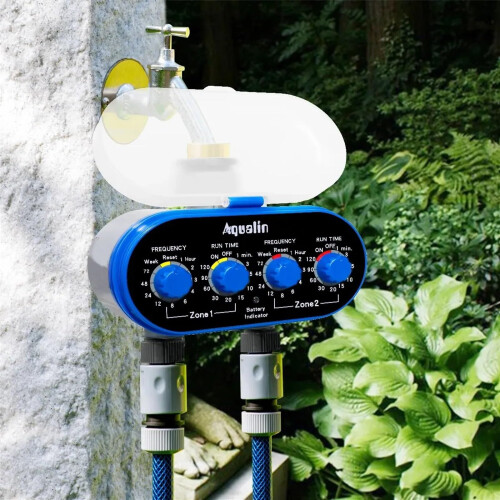 Automatic Water Timer with Dual Outlet Ball Valve, Programmable Irrigation Controller for Garden and Yard 2