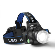 Komfortable Stirnlampe mit elastischem Kopfband, zoombarem Fokus, superheller LED, 8000 Lumen, um 90 verstellbar, robustem ABS-Material, I