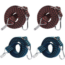 Bungee-Seile mit Karabinern, hochwertiges Gummimaterial und verstellbare Flachgurte, elastisches Seil mit Latexkern für hochbelastbare Gurte