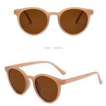 Runda solglasögon UV-blockerande grå linser Trendiga och snygga unisex retro solglasögon för kvinnor och män med bruna bågar