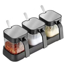 Wielofunkcyjne pojemniki na różne przyprawy, słoiki na przyprawy o dużej pojemności z przezroczystymi szklanymi pojemnikami na przyprawy (3