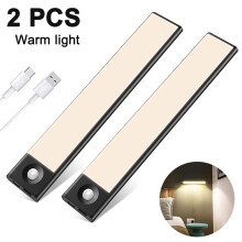 2-pakning underskabsbelysning med bevægelsessensor, skabslampe, trådløs genopladelig batteri, ultratynd magnetisk LED-skabsbelysning til køk
