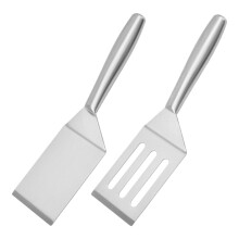 Espátulas de acero inoxidable para cocinar a altas temperaturas, herramientas de borde flexible compatibles con la cocina multifuncional, di
