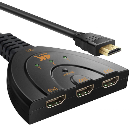Διακόπτης HDMI, Διακόπτης HDMI 3 θυρών 4K, Διακόπτης 3x1 με καλώδιο Pigtail, υποστηρί