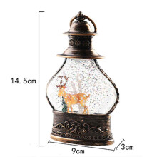 Weihnachtsschneekugel-Laterne, zylinderförmige Glitzerschneekugel, bronzene Schneekugel für Weihnachten, Laterne mit Weihnachtsbaum-Schneema