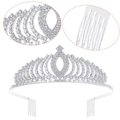 Elegante tiara da donna con corona scintillante e strass. 2