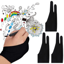 Artist Glove Anti-fouling Digital Draw Glove 3 Pack High-elastic Lycra Fiber Two Finger Gloves Free Size for Graphics Drawing, Tablet, Pad a