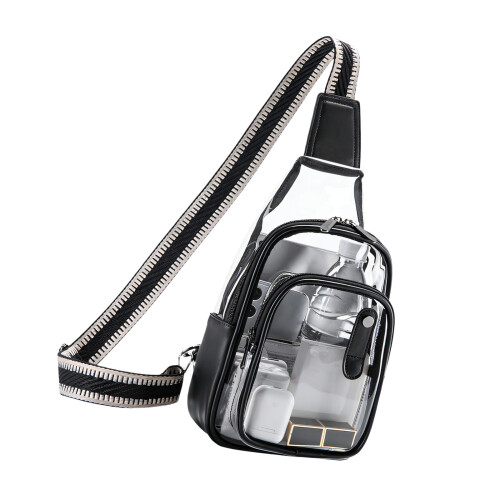 Adjustable Strap See Through Chest Purse For Quick-Black