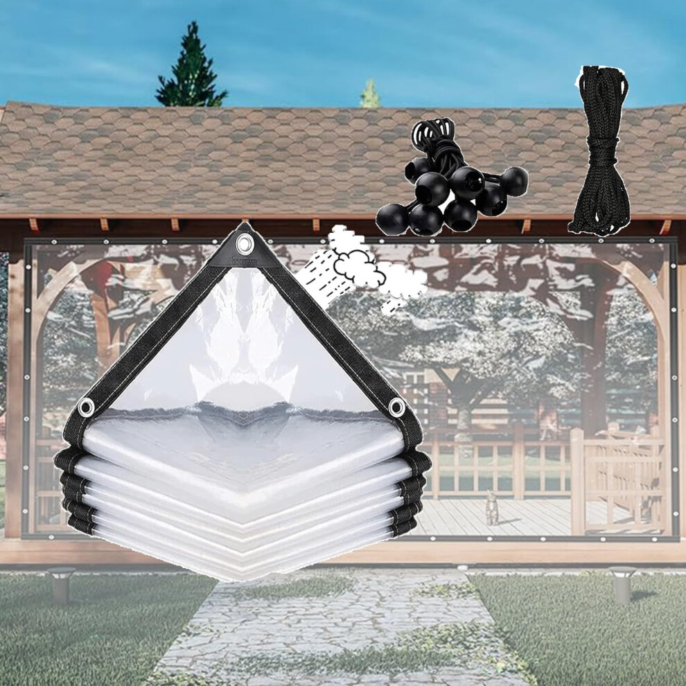 Clear Pvc Tarpaulin 9X23 Ft Waterproof Transparent Plastic Tarp For Patio And Greenhouse With Reinforced Corners 9330225425939