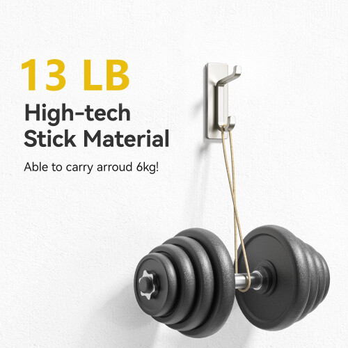 Heavy Duty Adhesive Wall Hooks 4 Pack Nickel Silver RustResistant No Drill for Bathroom and Kitchen 1