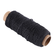 Flad sytråd til grov fletning, vokset tråd, kompatibel med læderreparation, 50 m, 1 mm (sort)
