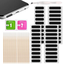 Telefonlautsprecher Staubdichte Netzaufkleber Handy Reinigungsset, 62 Stück Anti Staub Klebeaufkleber Staubdichtes Cover Kit mit Reinigungss