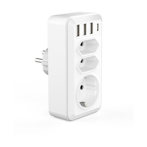 Έξυπνος φορτιστής τοίχου USB 7 σε 1, 3 έξοδοι AC (16A, 3800W) με 3 θύρες USB 5V/3.4A, 1 θύρα T 2