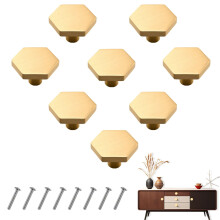 4 Pack Gold Hexagon Cabinet Knobs, Elegant Brass Drawer Pulls for Kitchen Cabinets and Dressers