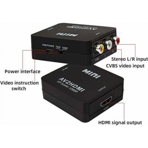 Προσαρμογέας 1080P Rca σε HDMI, Μετατροπέας Composite σε HDMI συμβατός με vintage συσκευές, 2
