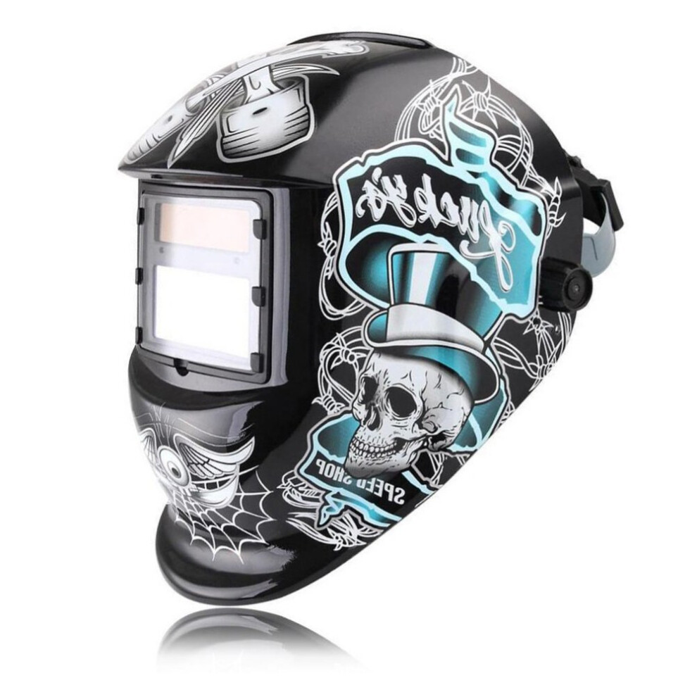 Auto Darkening Welding Helmet Solar Powered With Skull Design, Uv Ir Protection, Adjustable Shade 9330225426134