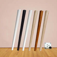 Wood Furniture Legs Set of 4, Mid Century Tapered Solid Oak Table Legs with Rubber Pads and Screws, 60cm White