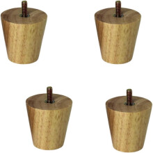 Set of 4 Solid Wood Furniture Legs with Threaded Rod, Modern Tapered Sofa Legs for Cabinets and Tables