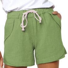 Womens  Drawstring Casual Elastic Waist Pocketed Loose-Green XL