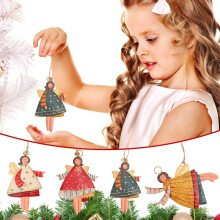 4 Pieces Christmas Tree Ornaments Dancing Metal Angel Ornament Flying Corner Ornament Farmhouse Country Style Angel Ornament with Lanyard Ch