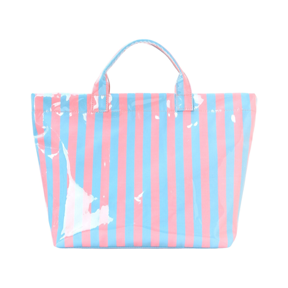 Blue Stylish Pvc Striped Bag Lightweight And Compact- Powder