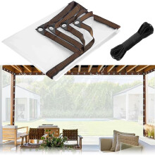 7x14 FT Clear Tarp Heavy Duty Waterproof PVC Tarpaulin with Reinforced Grommets for Patio Enclosure